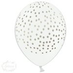 Globos blancos con puntitos dorados / 5 unidades