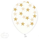 Globos transparentes estrellas dorado / 5 unidades