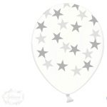 Globos transparentes estrellas plata / 5 unidades