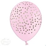 Globos rosas con puntitos dorados / 5 unidades